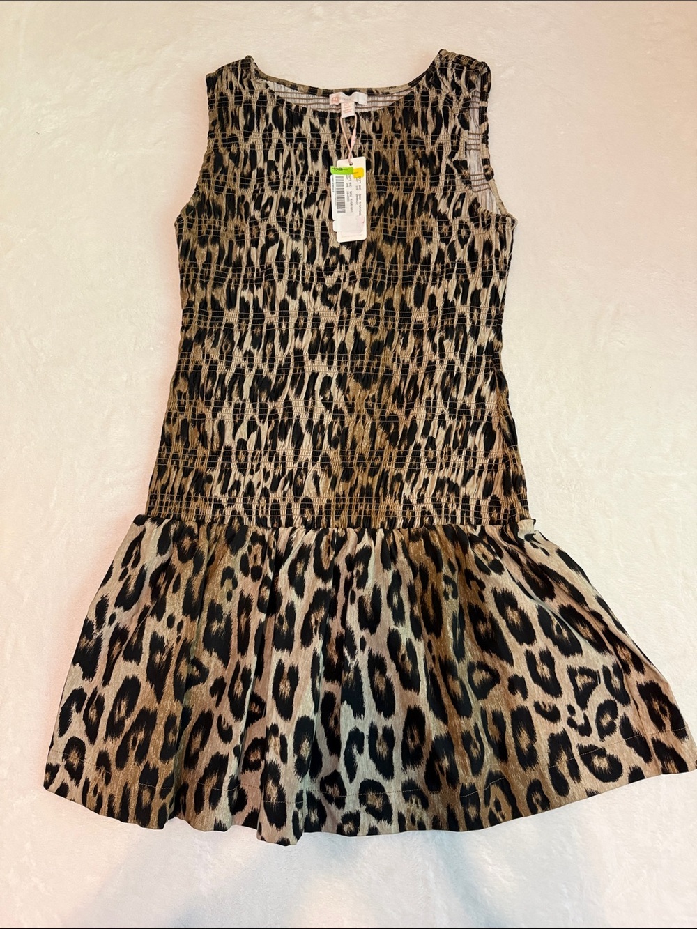 GB girls Leopard-Pattern Smocked Dress - Black & Brown